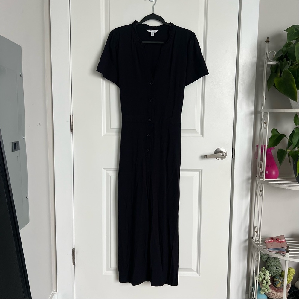 Black Short Sleeve Jumpsuit with Tie Back | Size XL